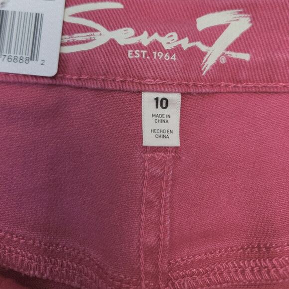 Seven7 Jeans Women's 10 Slim Straight High-Rise Fitted Hips Pink Barbiecore NWT - Picture 7 of 8